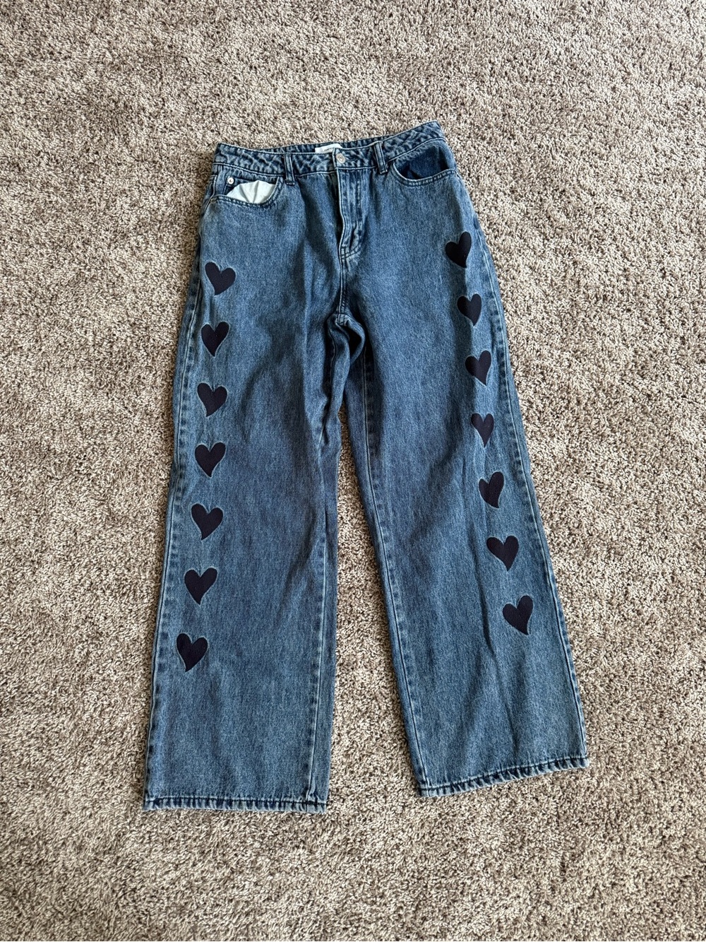 Heart-Print Jeans